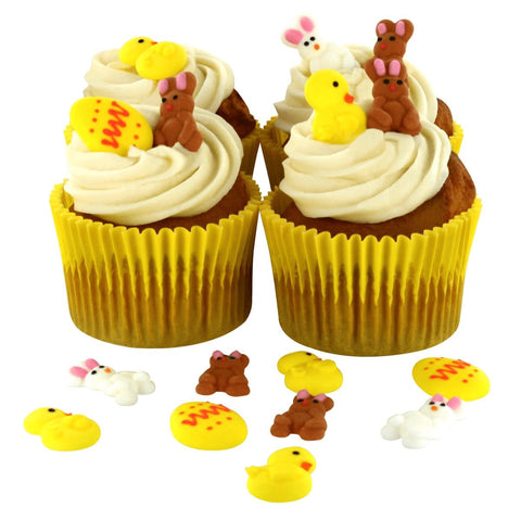 Chick, Egg and Rabbit Easter Sugar Cupcake Toppers