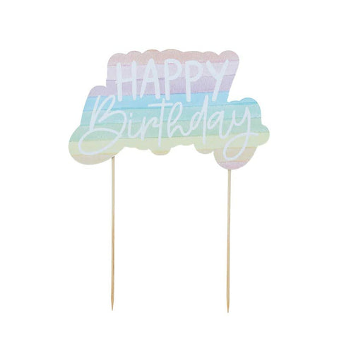 Eco Rainbow 'Happy Birthday' Paper Cake Topper