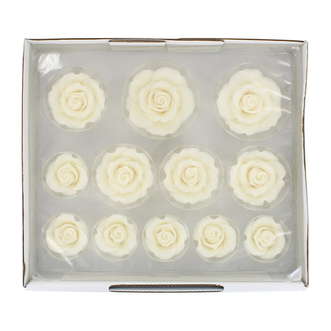 White Sugar Roses Mixed Size