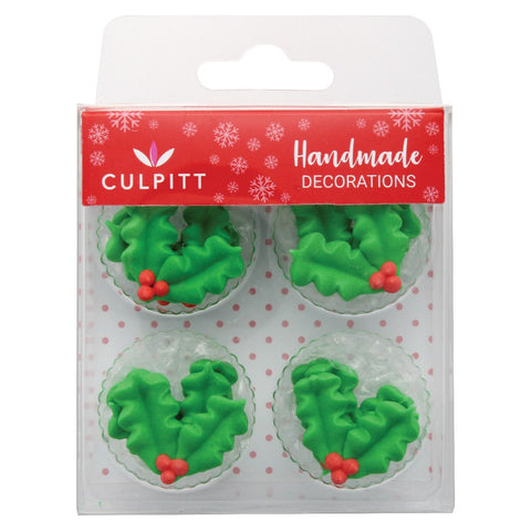 Holly Sugar Cake Decorations