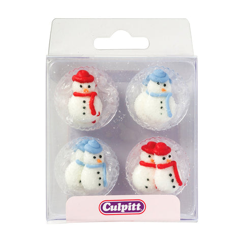 Sugar Snowmen Cake Decorations