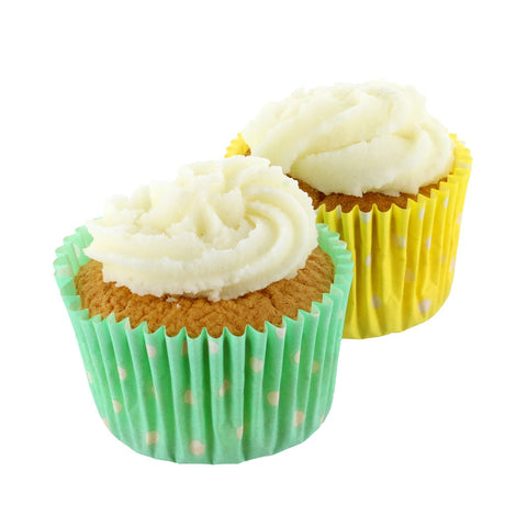 Green & Yellow Polka Dot Baking Cases Pack of 50