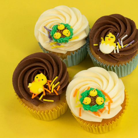 Easter Chicks Sugar Cupcake Toppers