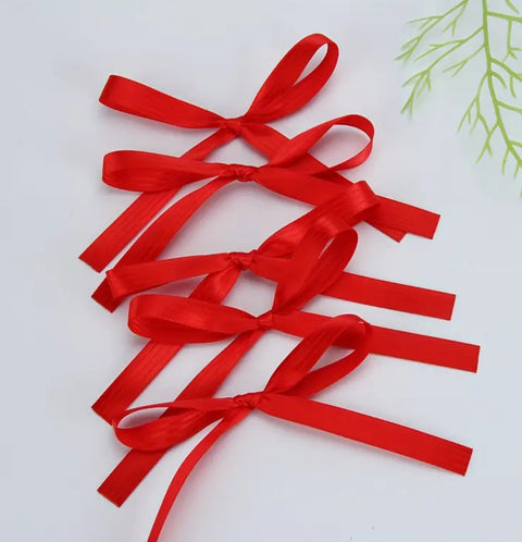 Red Tied Ribbon Bows Pack of 5