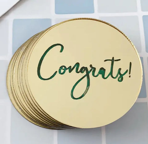 Acrylic ‘Congrats!’ Cake Topper Discs