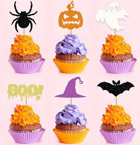 Halloween Glitter Cupcake Toppers