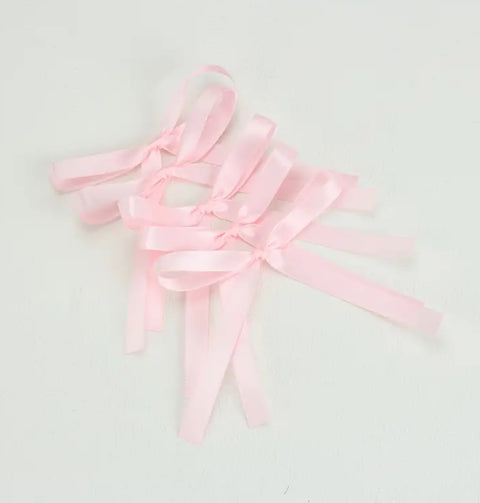 Baby Pink Tied Ribbon Bows Pack of 5