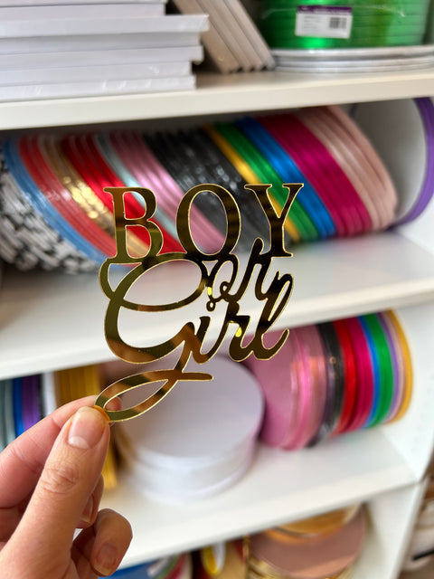 Boy or Girl Acrylic Cake Charm