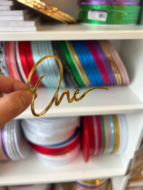 Gold Acrylic ‘One’ Cake Charm