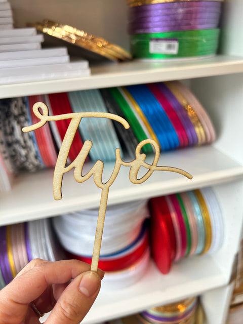 Wooden ‘Two’ Cake Topper