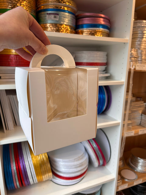 Bento Cake White Box with Window and Handle