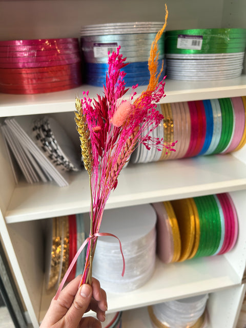 Hot Pink & Orange Mini Dried Flower Bunch