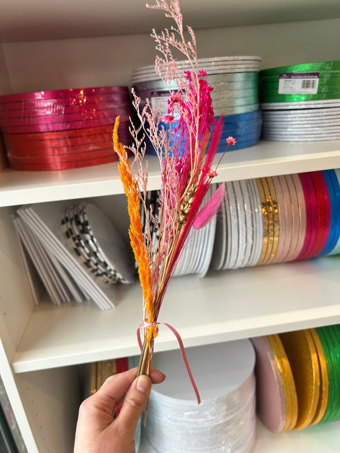 Hot Pink & Orange Mini Dried Flower Bunch