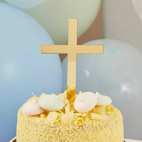 Gold Cross Acrylic Cake Topper