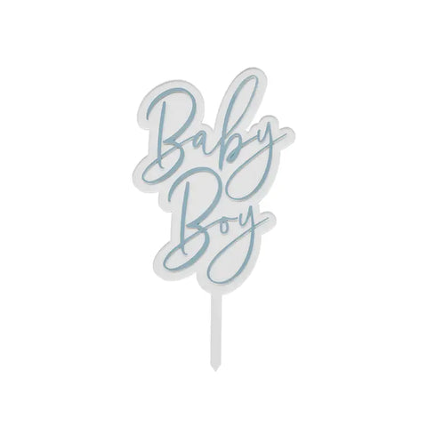 Blue 'Baby Boy' Acrylic Cake Topper