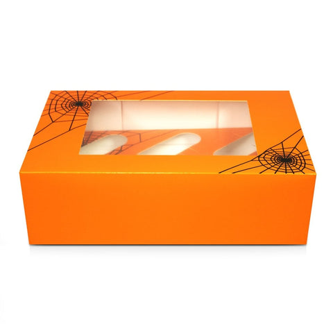 Halloween Cupcake Box - Orange with Cobwebs