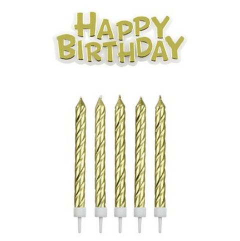 Gold Candles with Happy Birthday Motto by PME