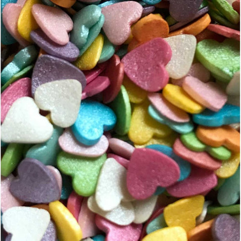 Edible Cake Sprinkles- Rainbow Sugar Hearts