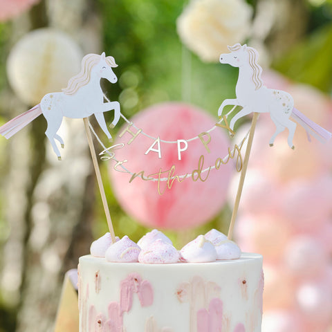 Princess Horse Happy Birthday Cake Topper