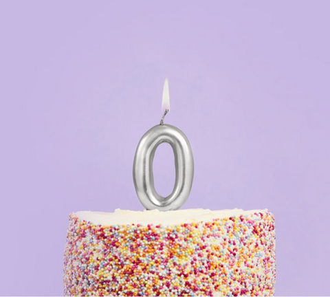 Silver Number Candle