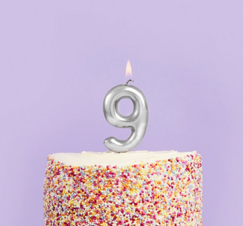 Silver Number Candle