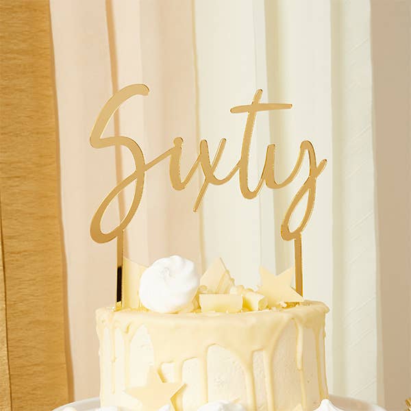 Gold 'Sixty' Acrylic Cake Topper – Windsor Cakecraft